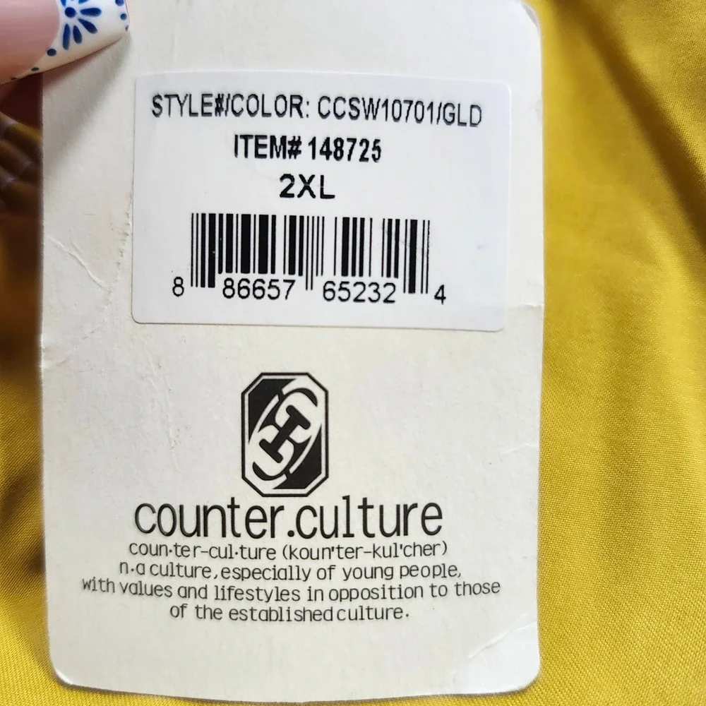 Counter Culture Mens 2XL Cargo Swim Trunks‎ Y2K Yellow Board Shorts NWT